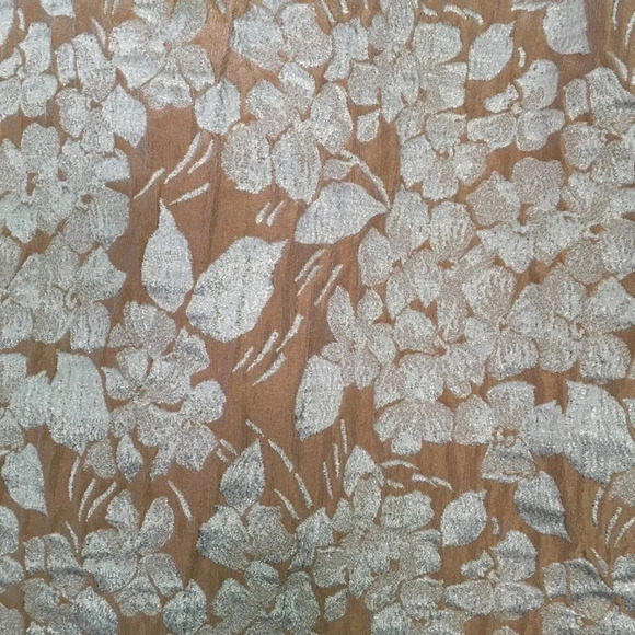 Talbots | Jacquard Brocade Peach Orange Metallic Floral Pencil Skirt Size 2 - Picture 2 of 3